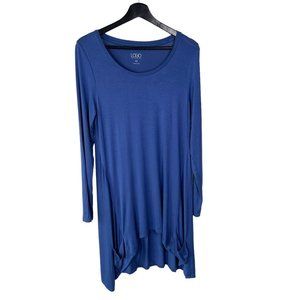 LOGO Blue Scoop Neck Long Sleeve Sharkbite Long Tunic Top XS